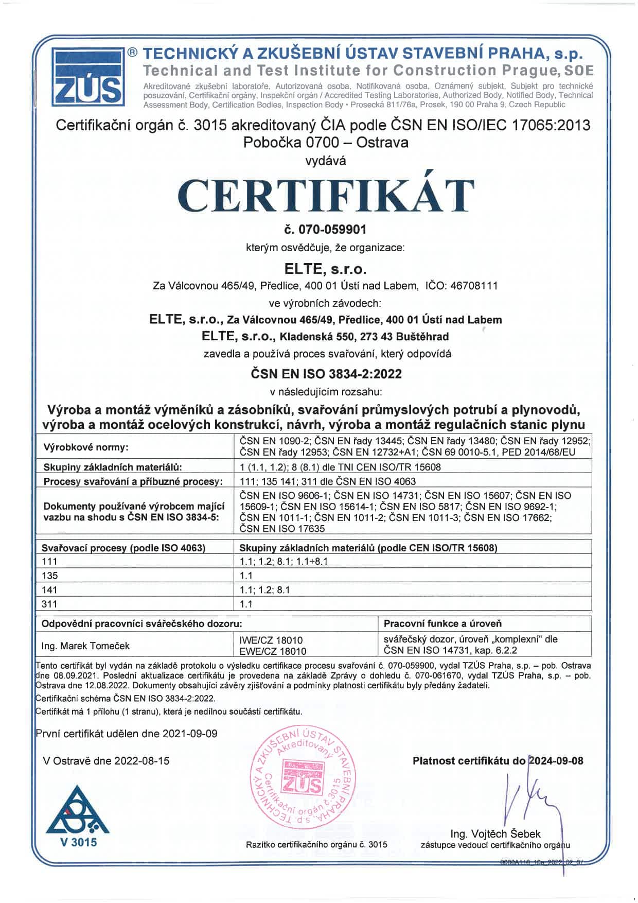 01 - Certifikát_ČSN EN ISO 3834-2:2022